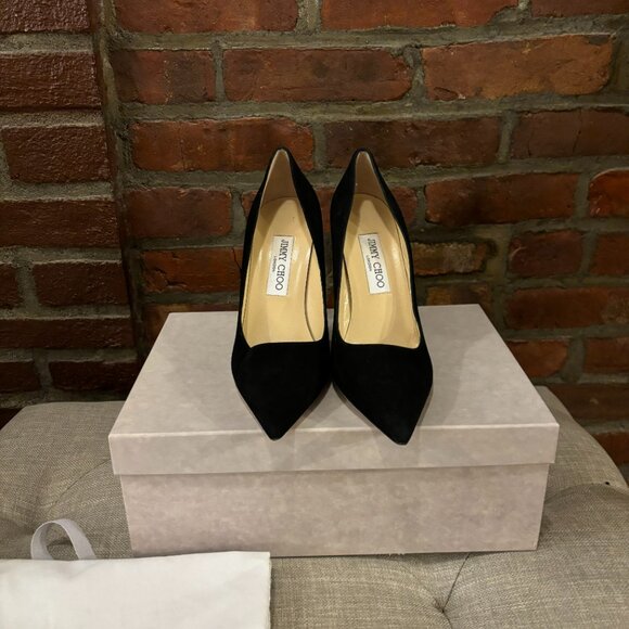 Suede Abel Jimmy Choo Black Heels Size 38 - Picture 2 of 3